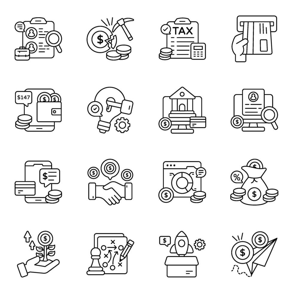 Set of Business and Finance Line Icons vector