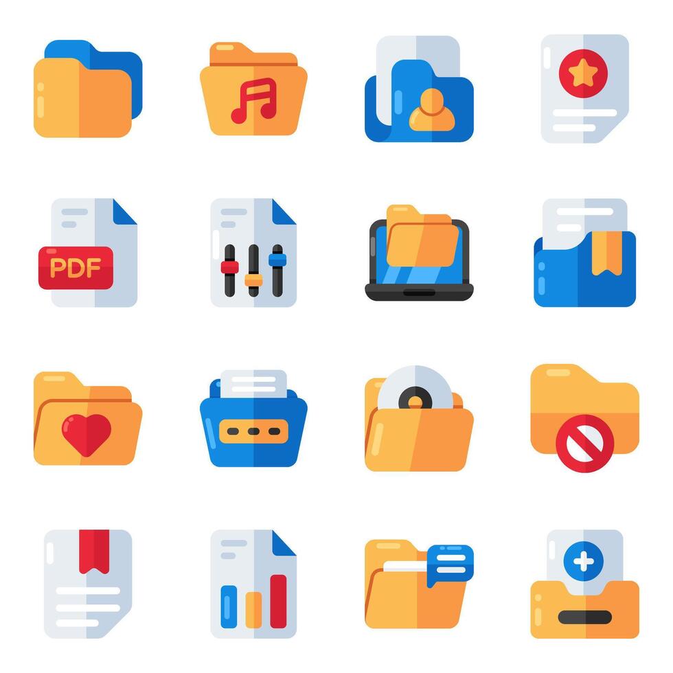 Set of Folders Flat Icons vector