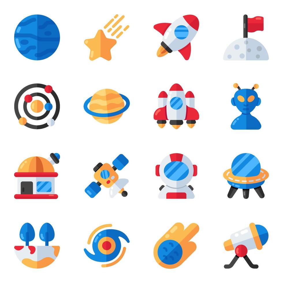 Set of Space Flat Icons vector