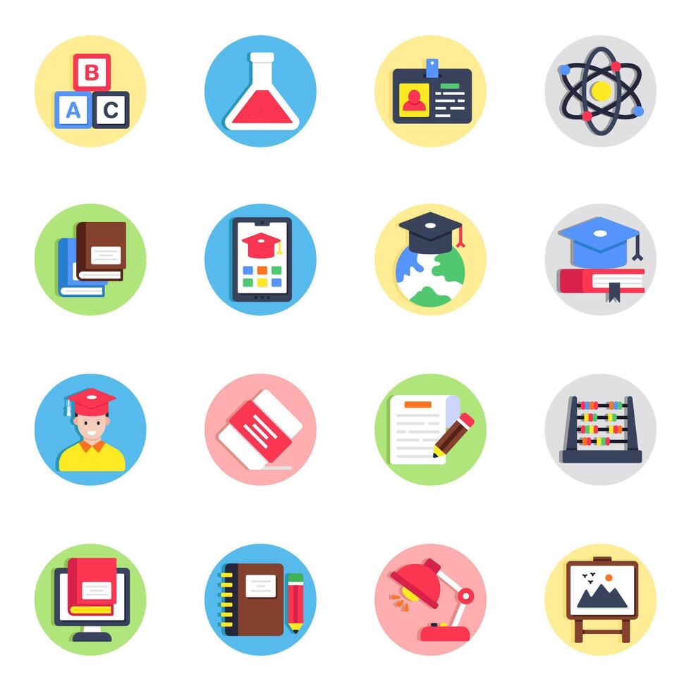 Set of Study Flat Icons vector