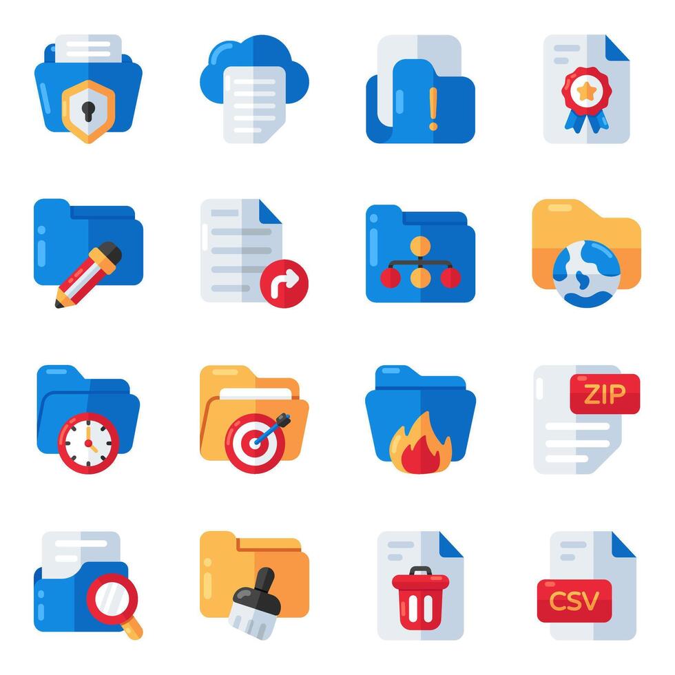 Set of Binders Flat Icons vector