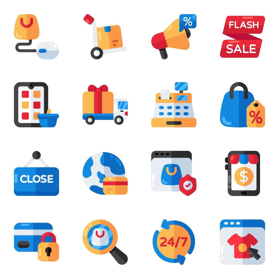 Set of Purchase Flat Icons vector