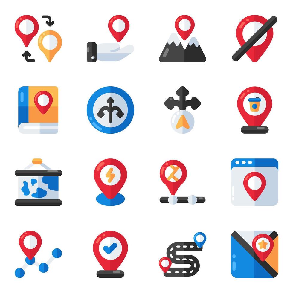 Set of Location Flat Icons vector