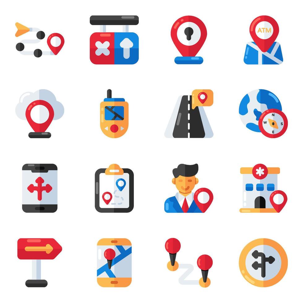 Set of Location Flat Icons vector