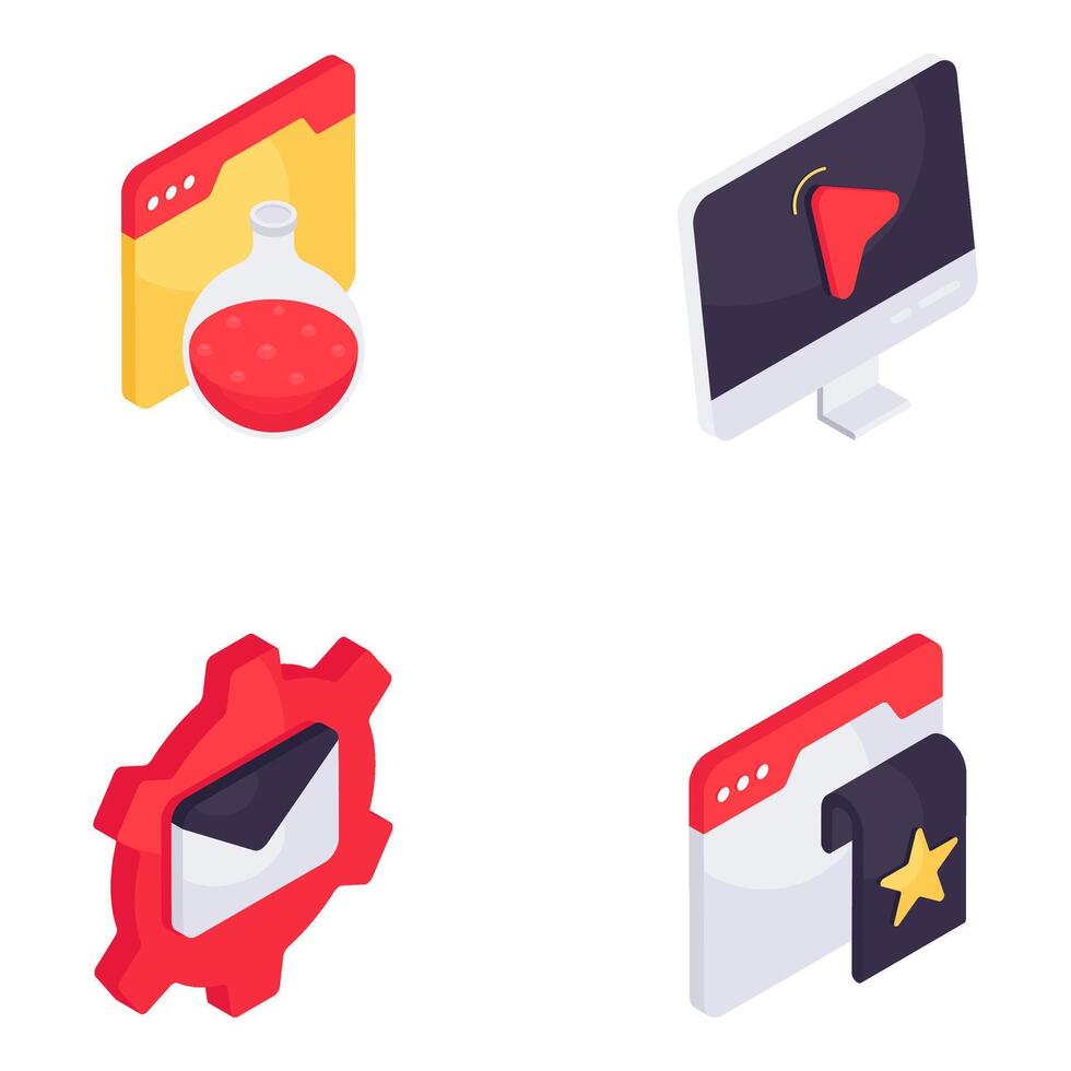 Set of Software Development Isometric Icons vector