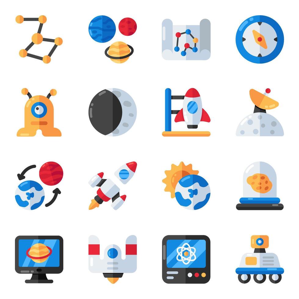 Set of Astrophysics Flat Icons vector