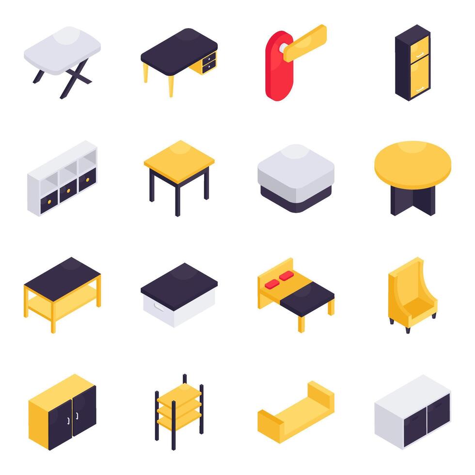 Set of Homeware Isometric Icons vector