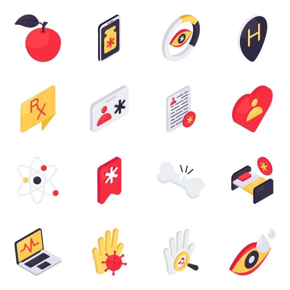 Set of Science and Medical Isometric Icons vector