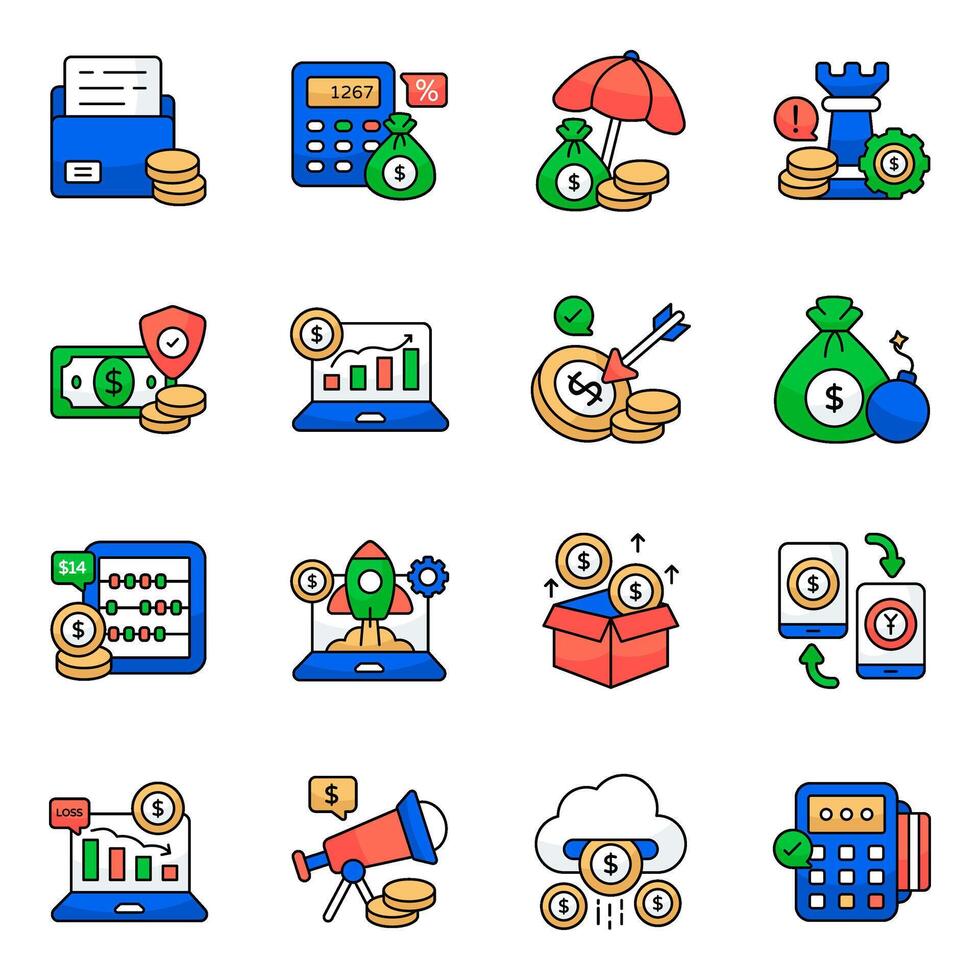 Set of Finance Flat Icons vector