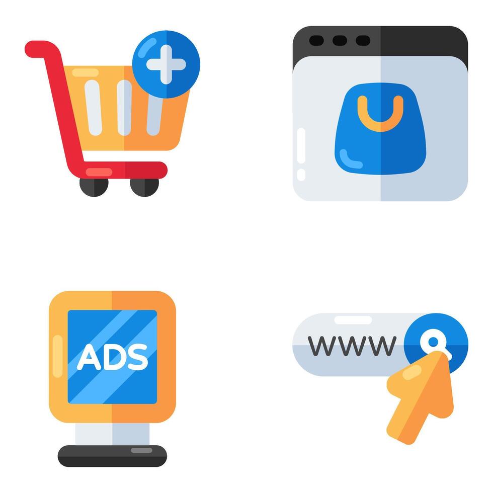 Set of Online Shopping Flat Icons vector