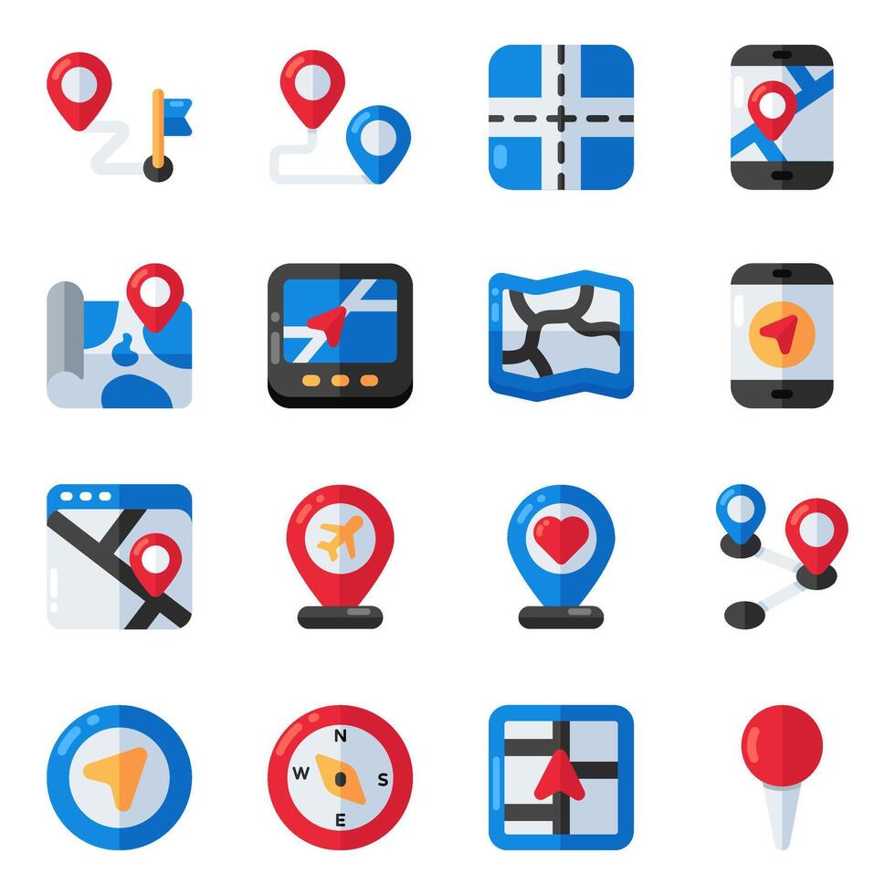 Set of Location Flat Icons vector