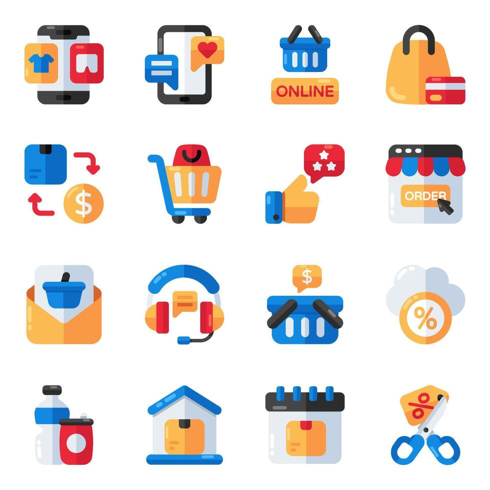 Set of Spending Flat Icons vector