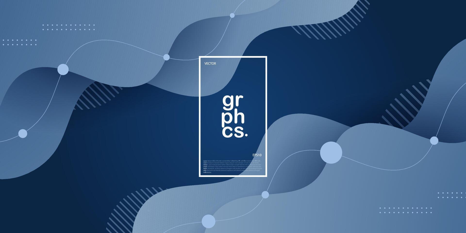 Dark blue background with gray geometric wave business banner design. Creative banner design with wave shapes and lines for template. Simple horizontal banner. Eps10 vector