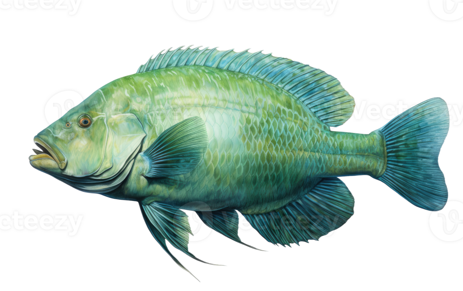 AI generated Napoleon Wrasse On Transparent Background. png