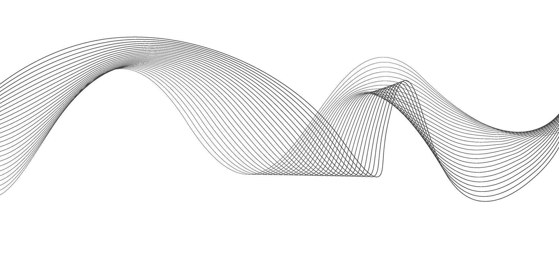 Wave lines abstract background. Black lines on white background. Curved wavy line, smooth stripe. vector