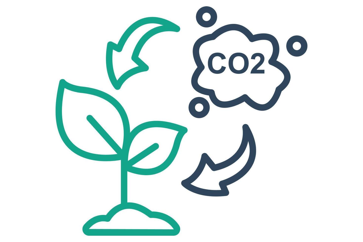 co2 icono. planta con co2 icono relacionado a esg. línea icono estilo. naturaleza elemento ilustración vector