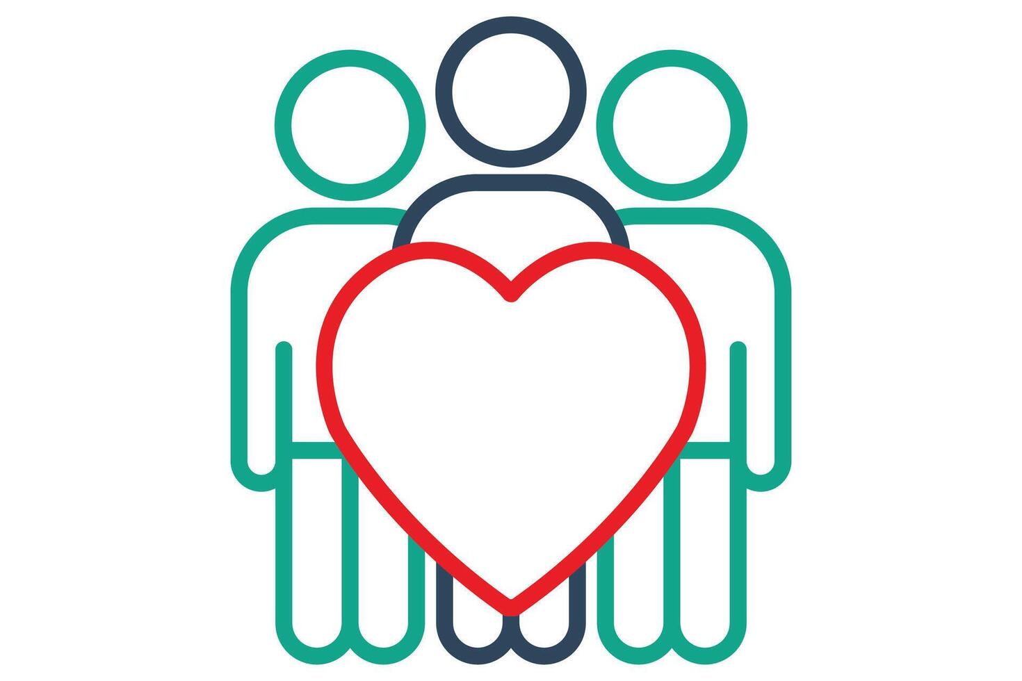 human right icon. people and heart. icon related to ESG. line icon style. design vector illustration