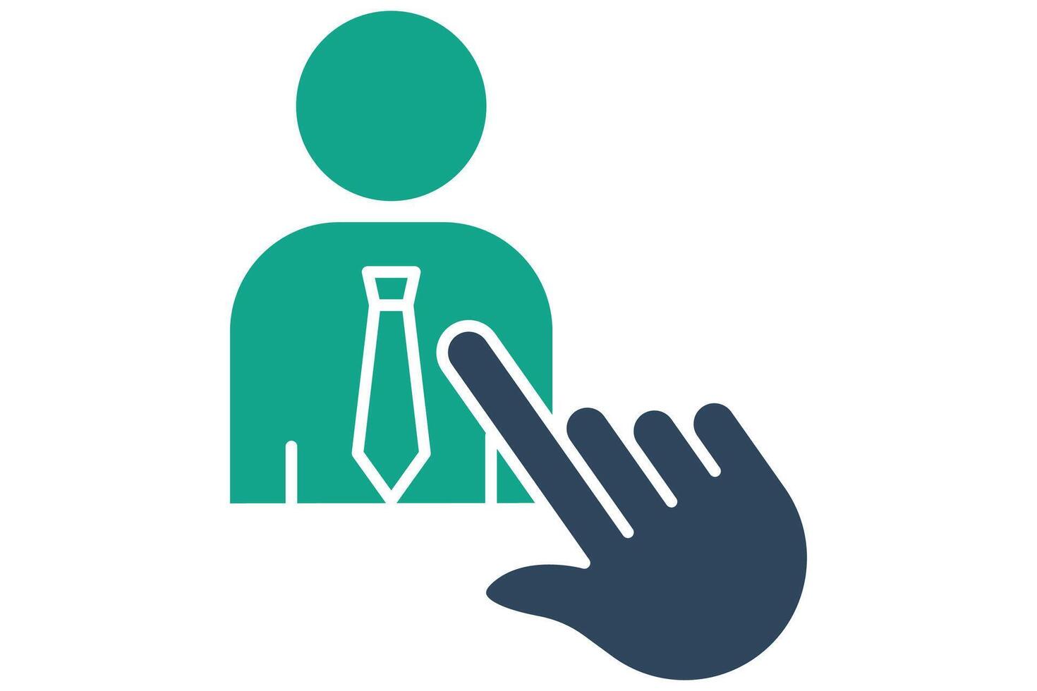 assign icon. hand touch with people. icon related to action plan, business. solid icon style. business element illustration vector