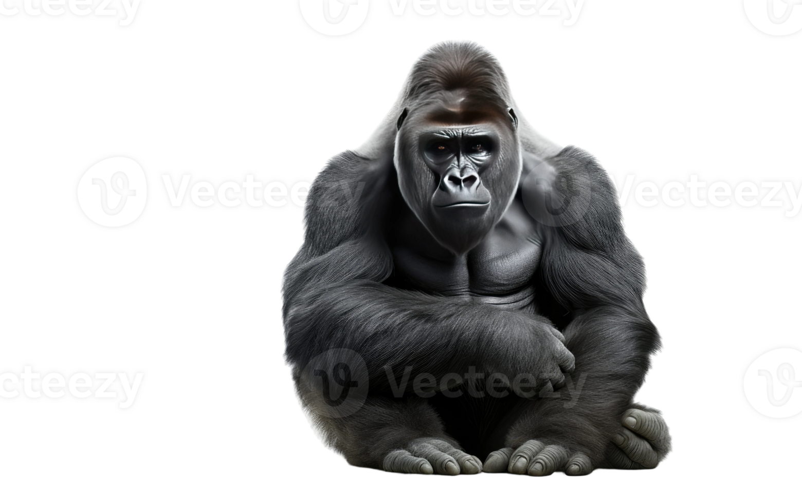 AI generated Gorilla Portrait On Transparent Background. png