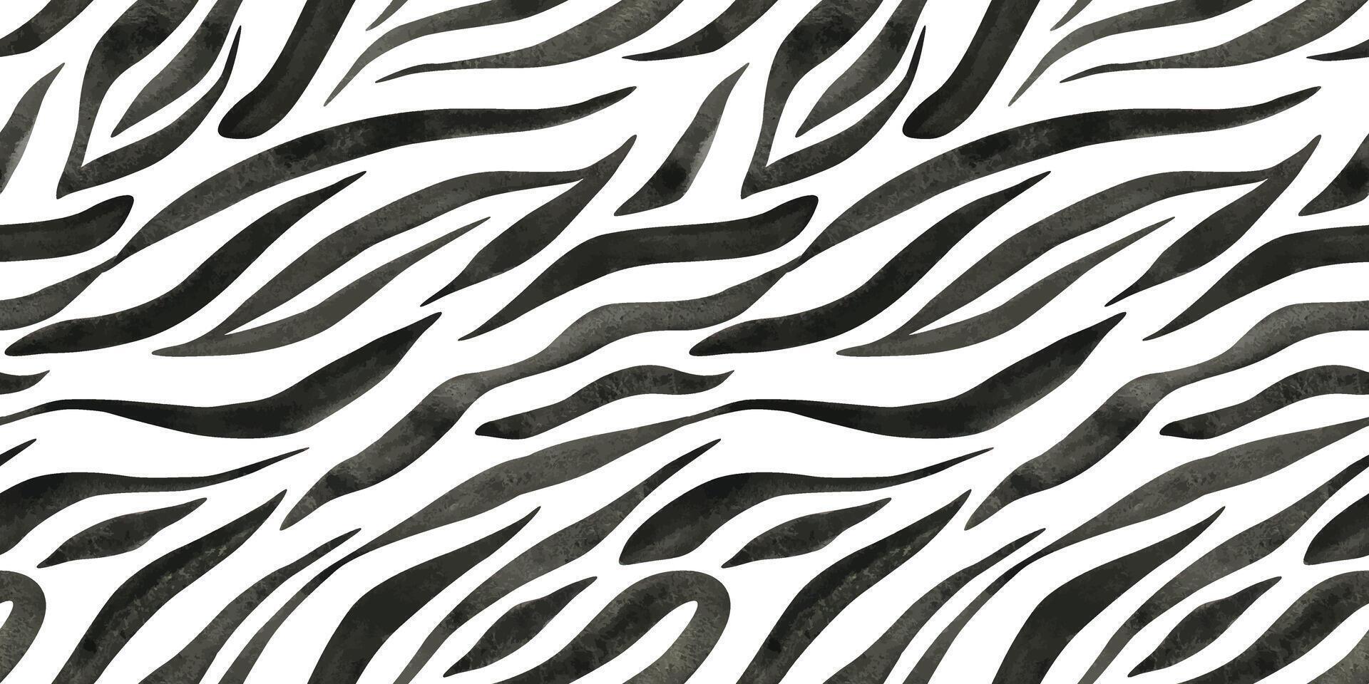 Zebra skin imitation watercolor seamless pattern. Stripy black and white print. Animal texture background for fabric, cards, covers, posters, invitations, scrapbooking, packaging papers vector