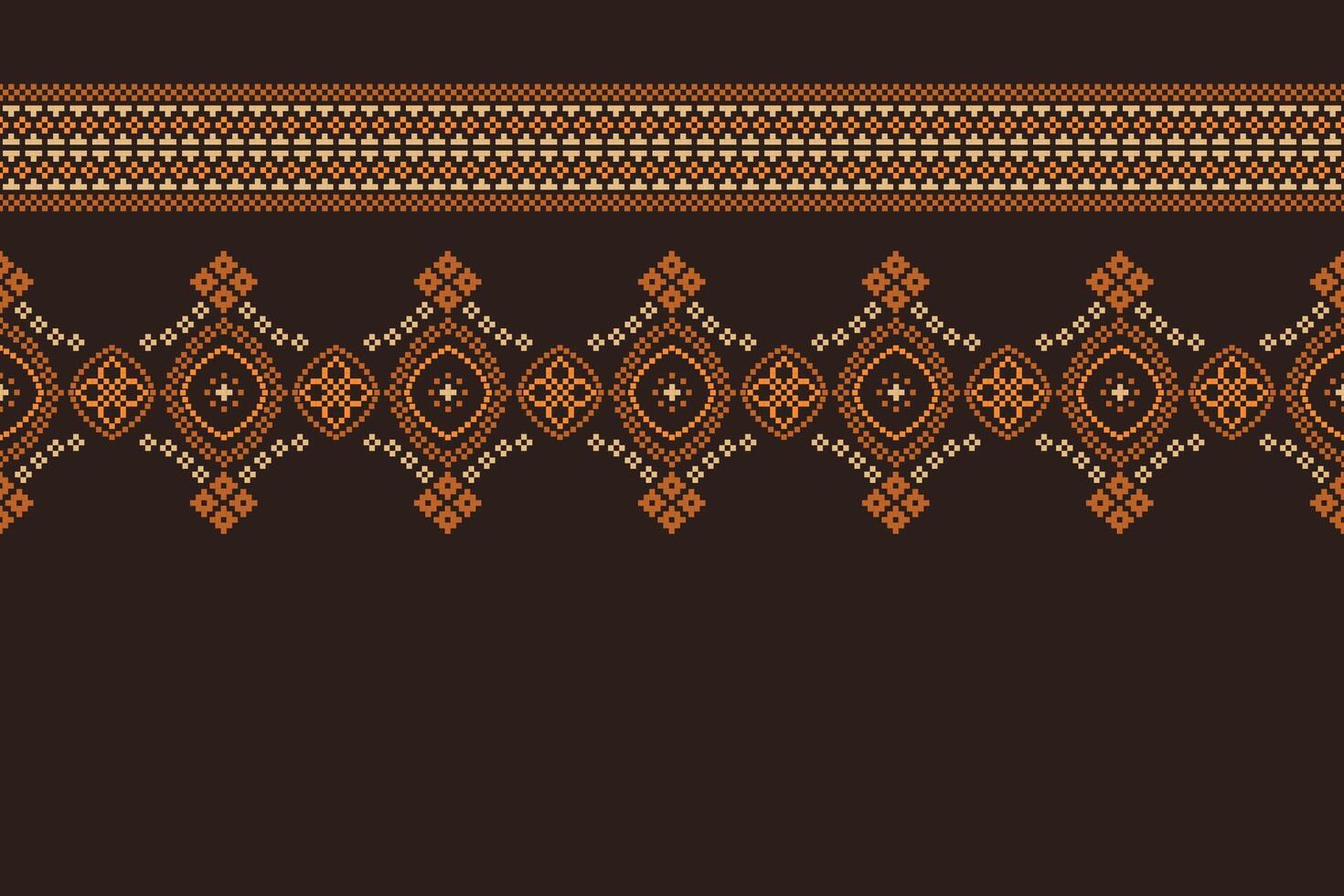 tradicional étnico motivos ikat geométrico tela modelo cruzar puntada.ikat bordado étnico oriental píxel marrón antecedentes. resumen, vector, ilustración. textura,bufanda,decoración,papel tapiz. vector