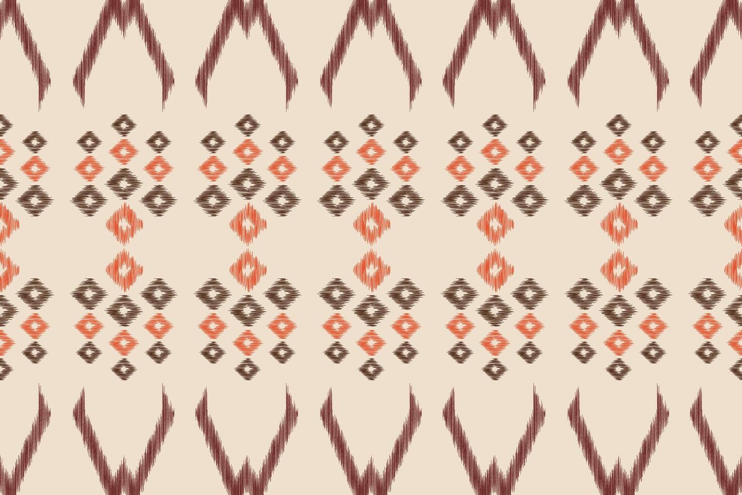 Traditional Ethnic ikat motif fabric pattern background geometric .African Ikat embroidery Ethnic pattern brown cream background wallpaper. Abstract,vector,illustration.Texture,frame,decoration. vector