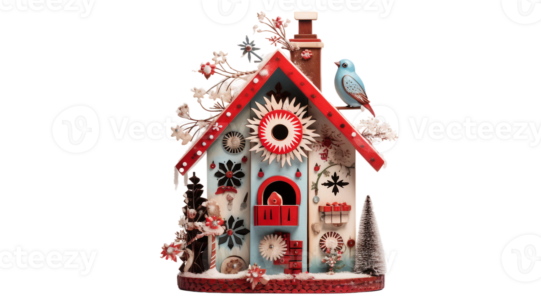 AI generated Winter Birdhouse On Transparent Background png