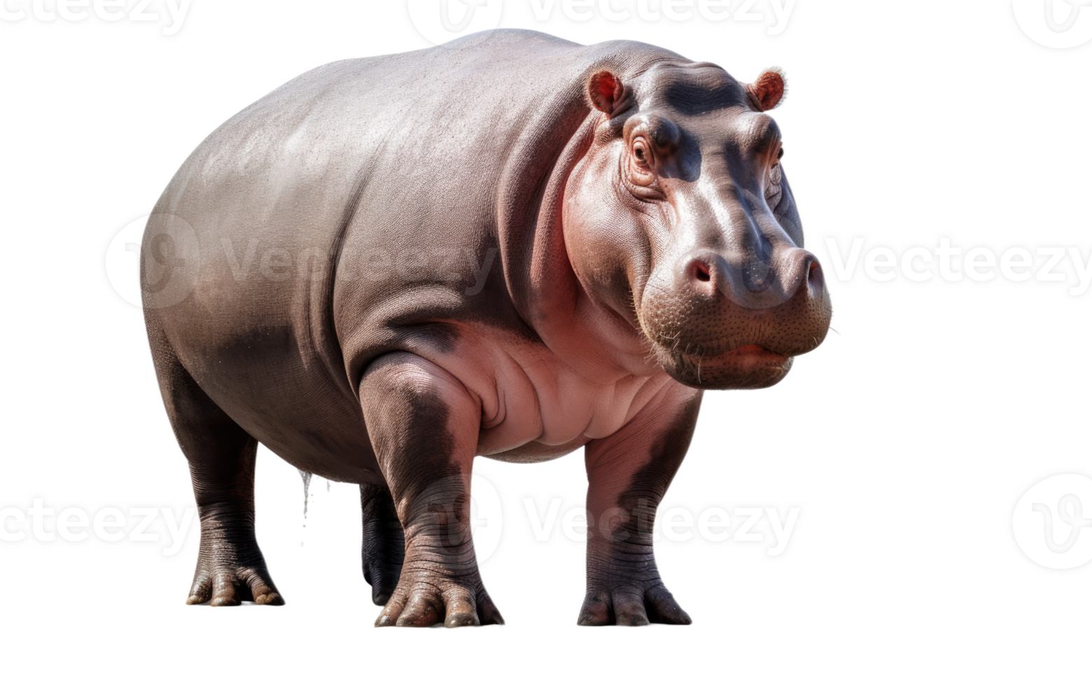 AI generated Hippopotamus Portrait On Transparent Background. png