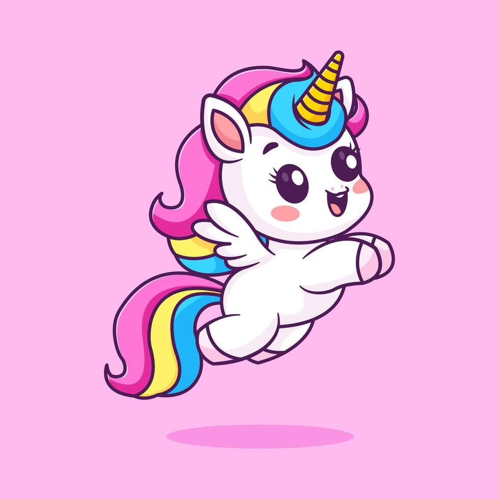 Cute unicorn jumping cartoon vector icon illustration. animal nature icon concept isolated