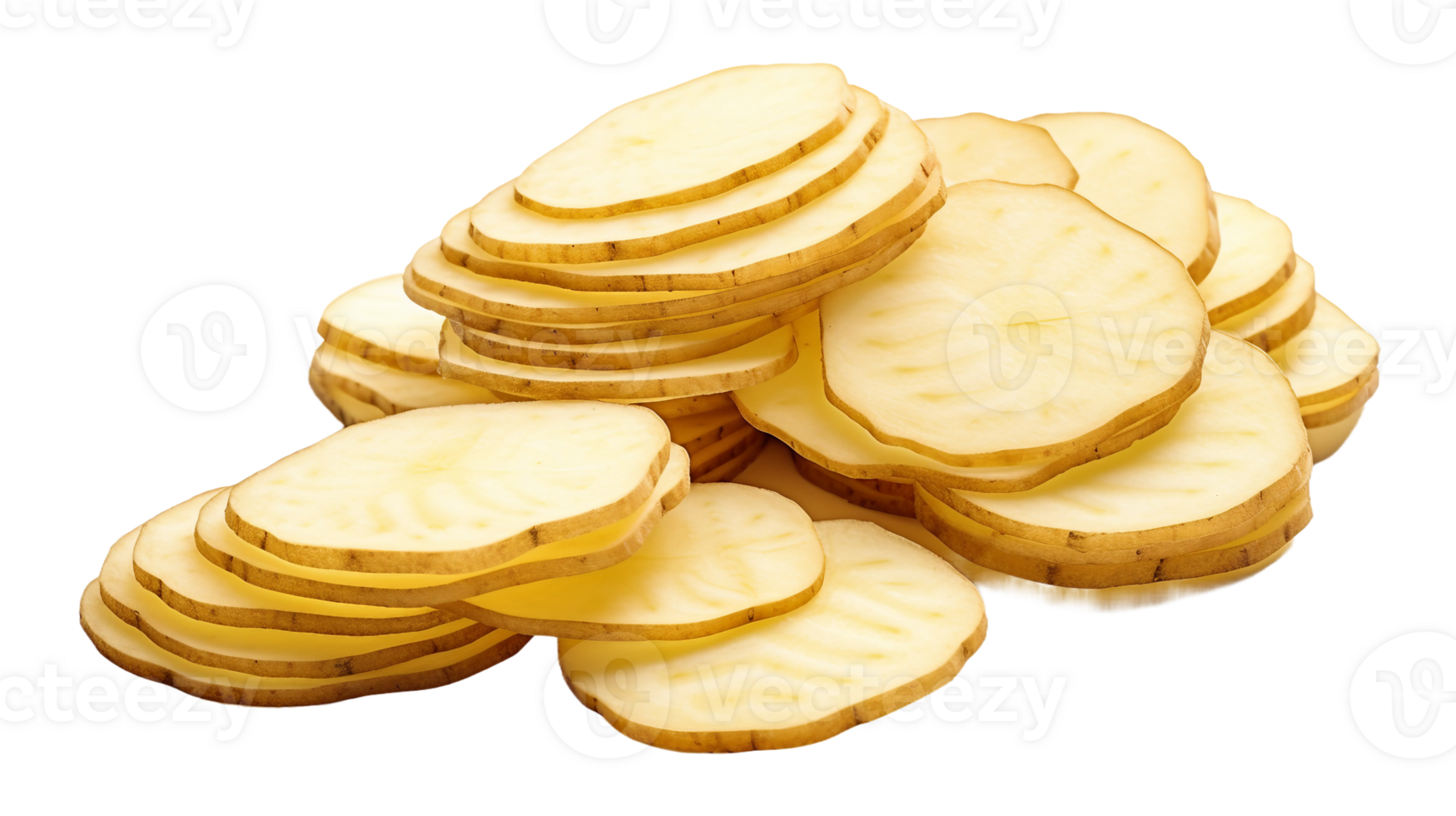 AI generated Fresh Potato Slices On Transparent Background png
