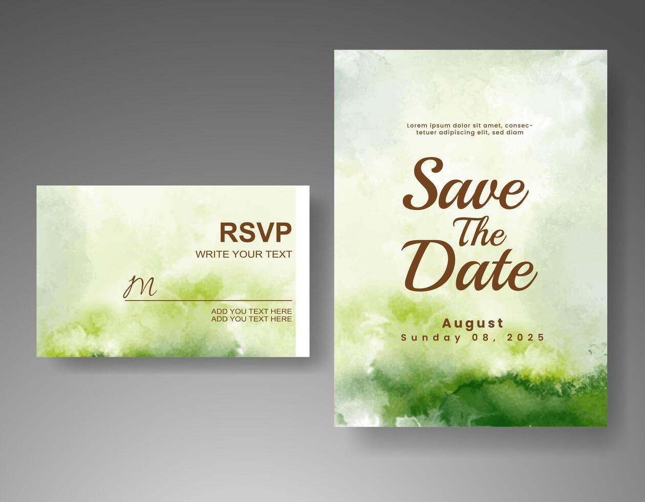 Wedding invitation with abstract watercolor background vector