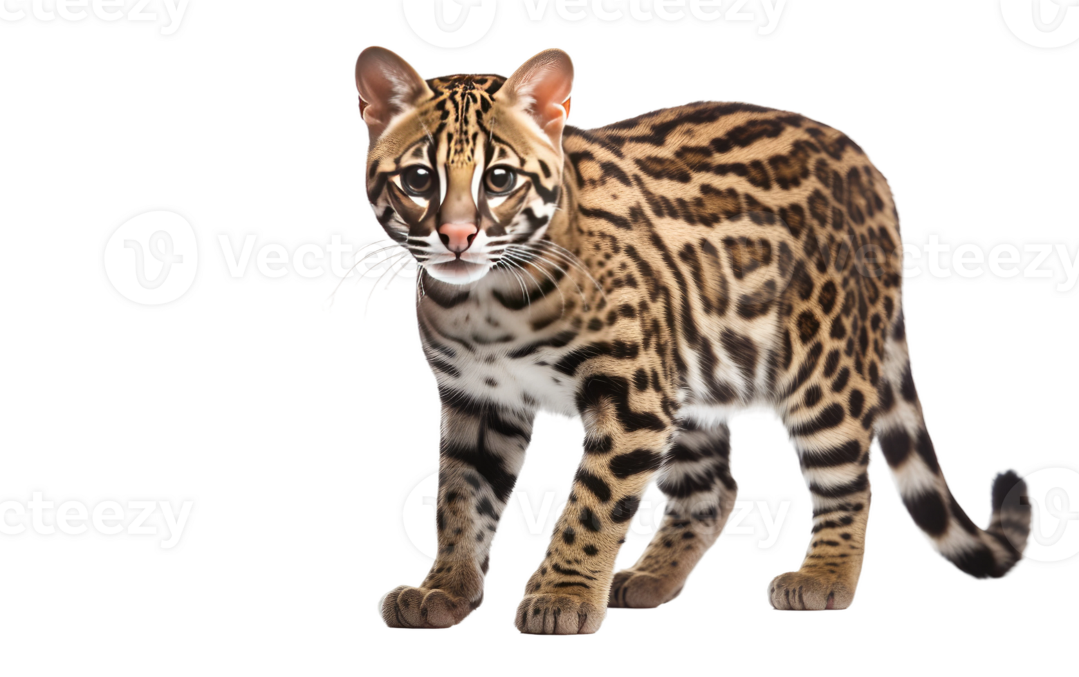 ai gegenereerd ocelot charme Aan transparant achtergrond. png