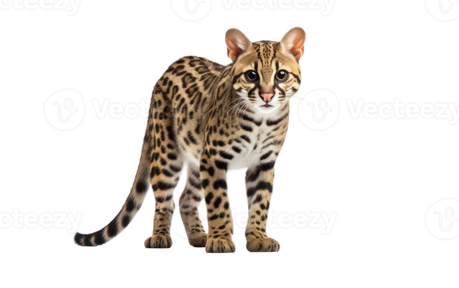 AI generated Ocelot Elegance On Transparent Background. png