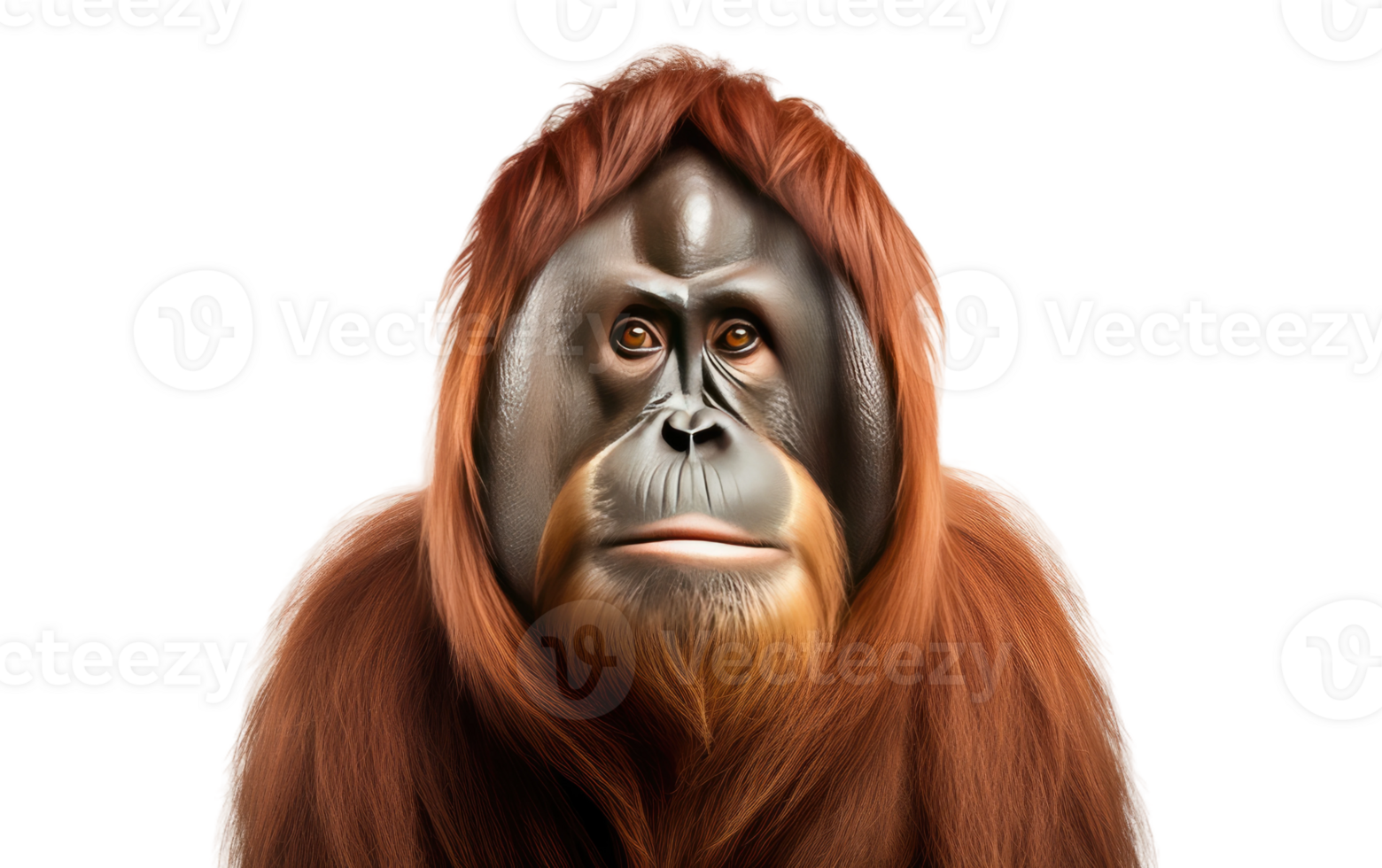 ai generiert Orang-Utan Porträt auf transparent Hintergrund. png