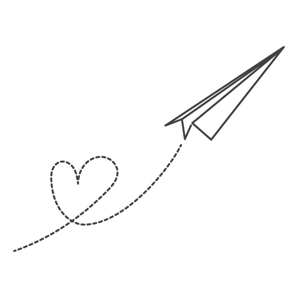 Paper Airplane Doodle Line vector