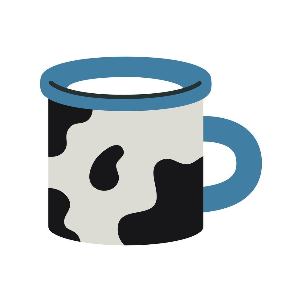 Milk mug with cow print, cartoon style. Trendy modern vector illustration isolated on white background, hand drawn, flat design