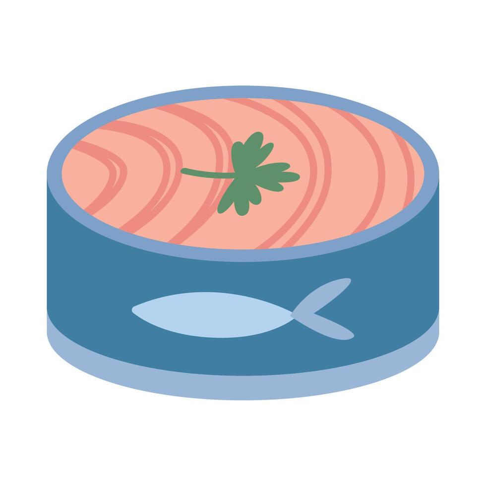 Tuna Tin Can, cartoon style. Trendy modern vector illustration isolated on white background, hand drawn, flat design.