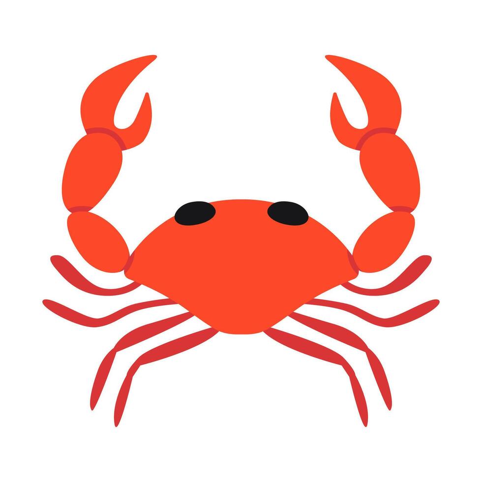 Crab, cartoon style. Vector illustration isolated on white background, hand drawn, flat design