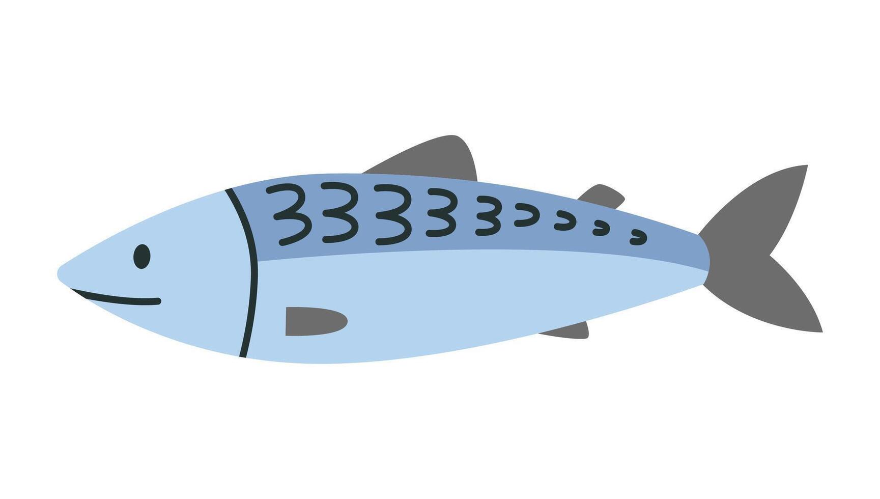 Mackerel fish, cartoon style. Trendy modern vector illustration isolated on white background, hand drawn, flat design