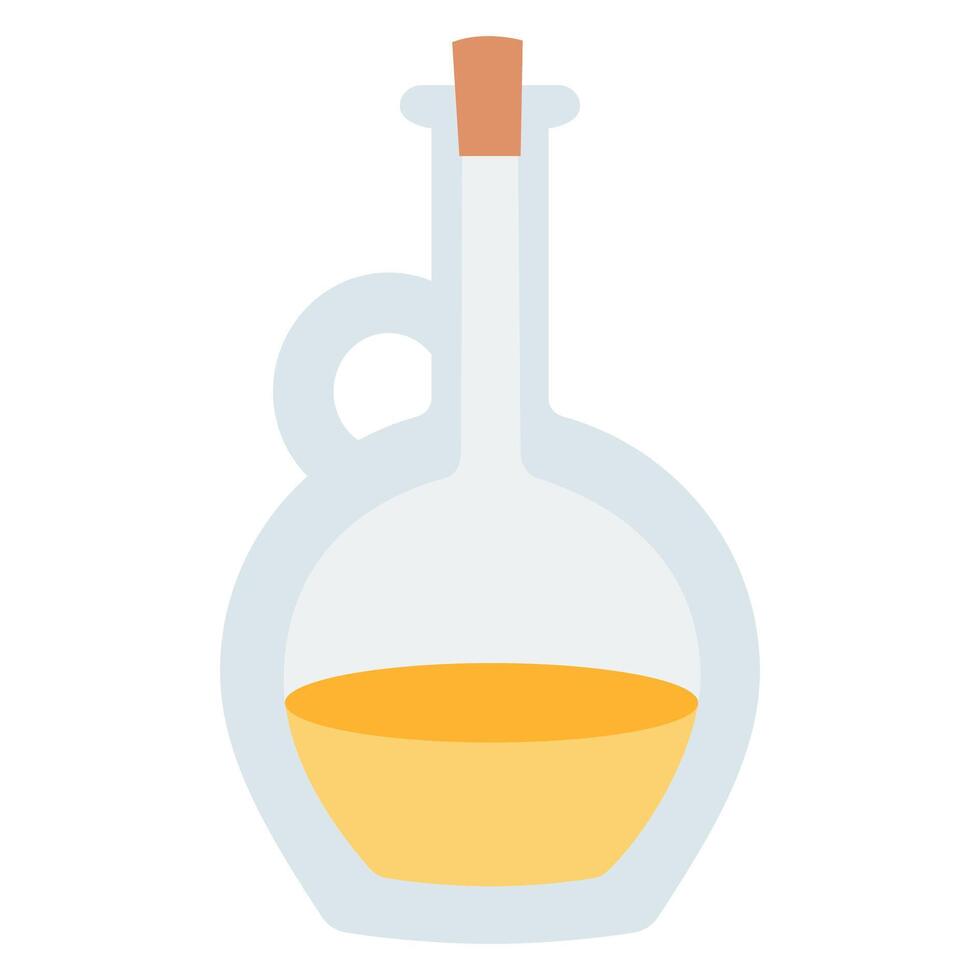 vaso transparente botella con vegetal petróleo y corcho, dibujos animados estilo. vector ilustración aislado en blanco fondo, mano dibujado, plano diseño