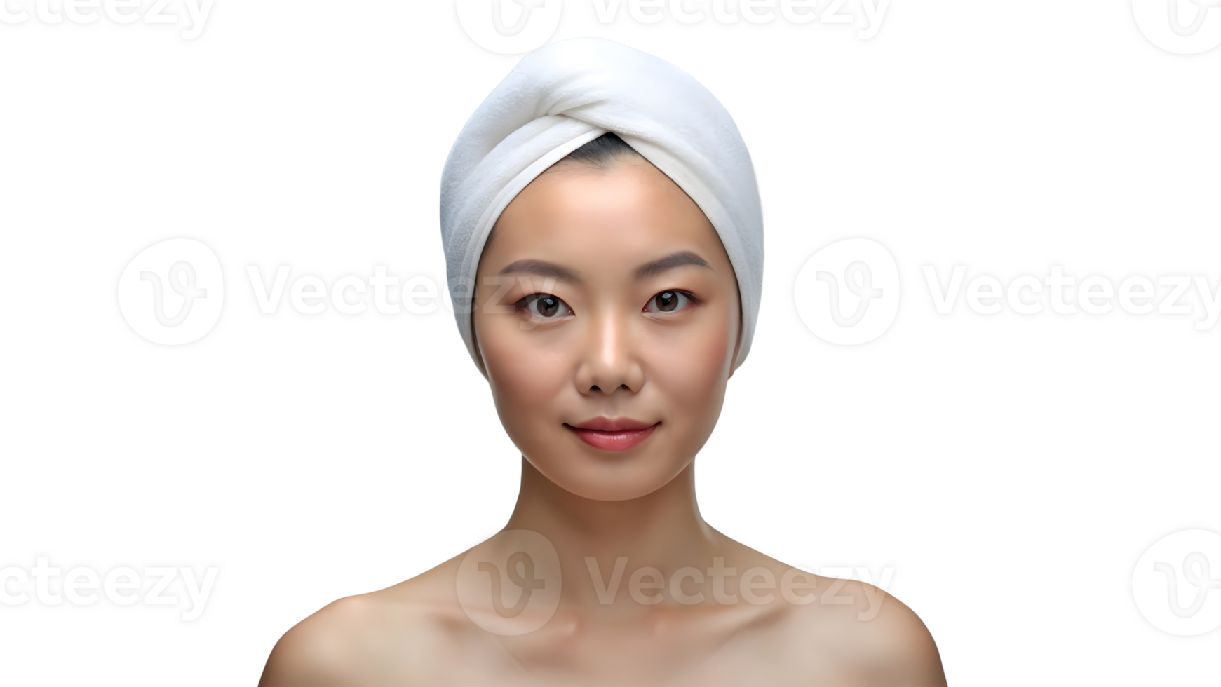 AI generated Asian Girl With Towel on Head, Spa Girl png