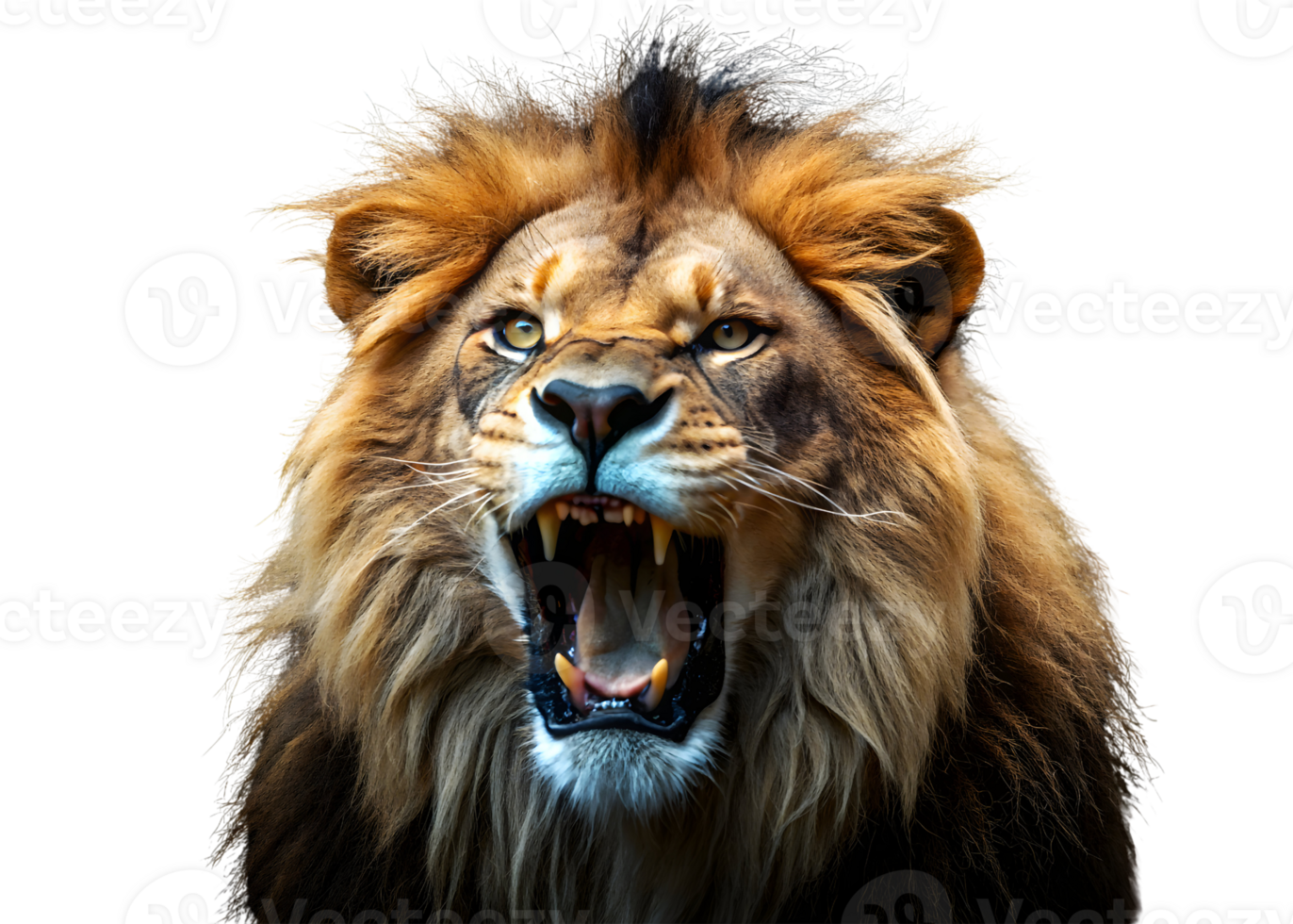 AI generated Terrified Lion Roars png
