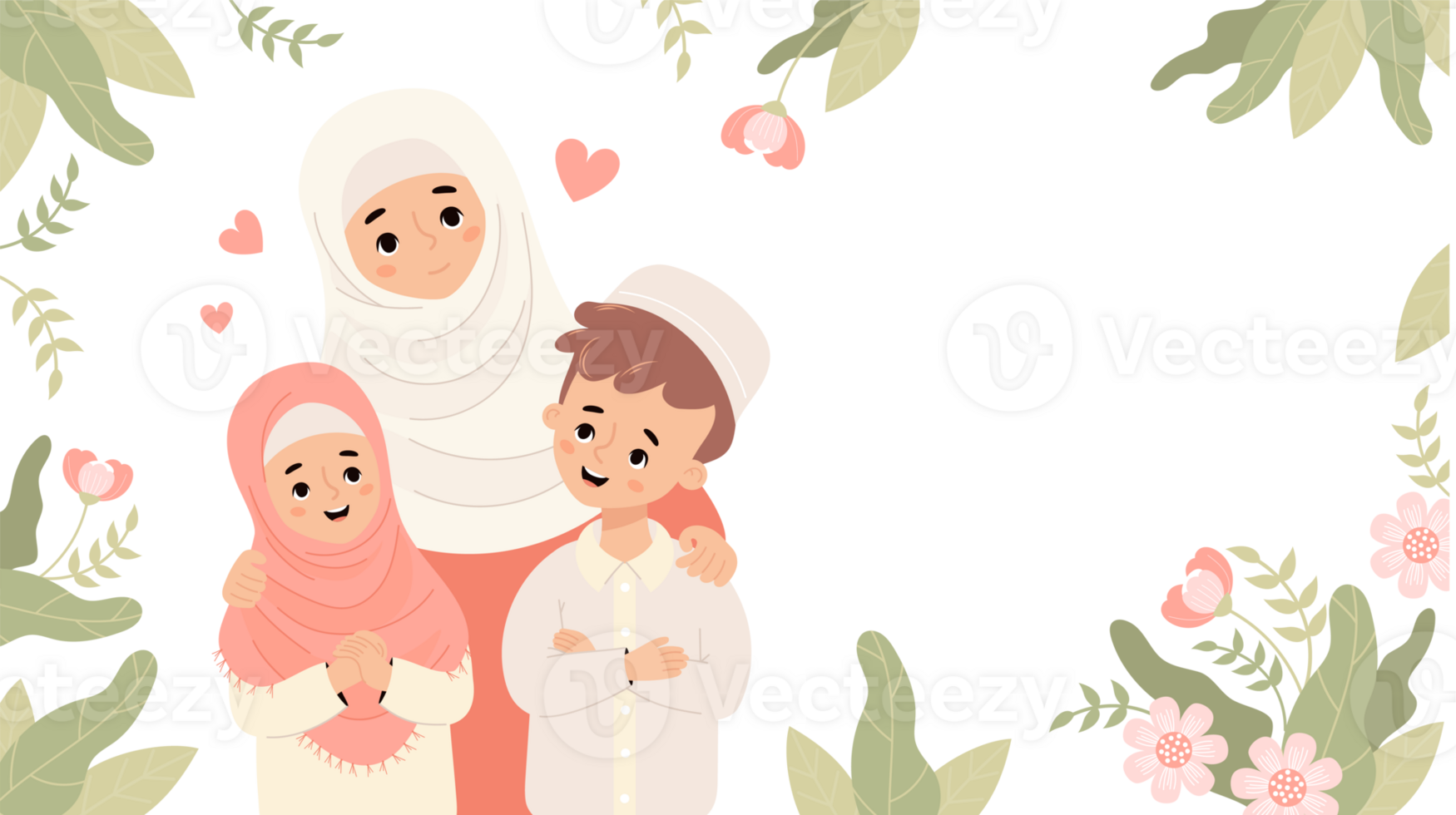 Happy Islamic family festive banner png