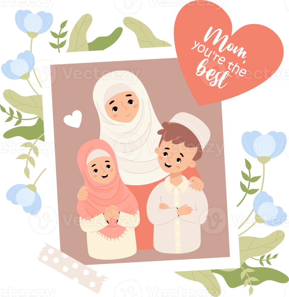 Cute holiday islamic family png