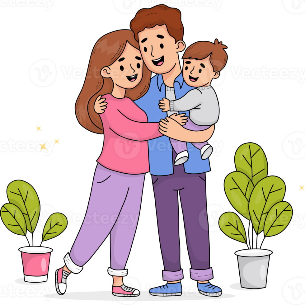 Happy family Cute people with child png