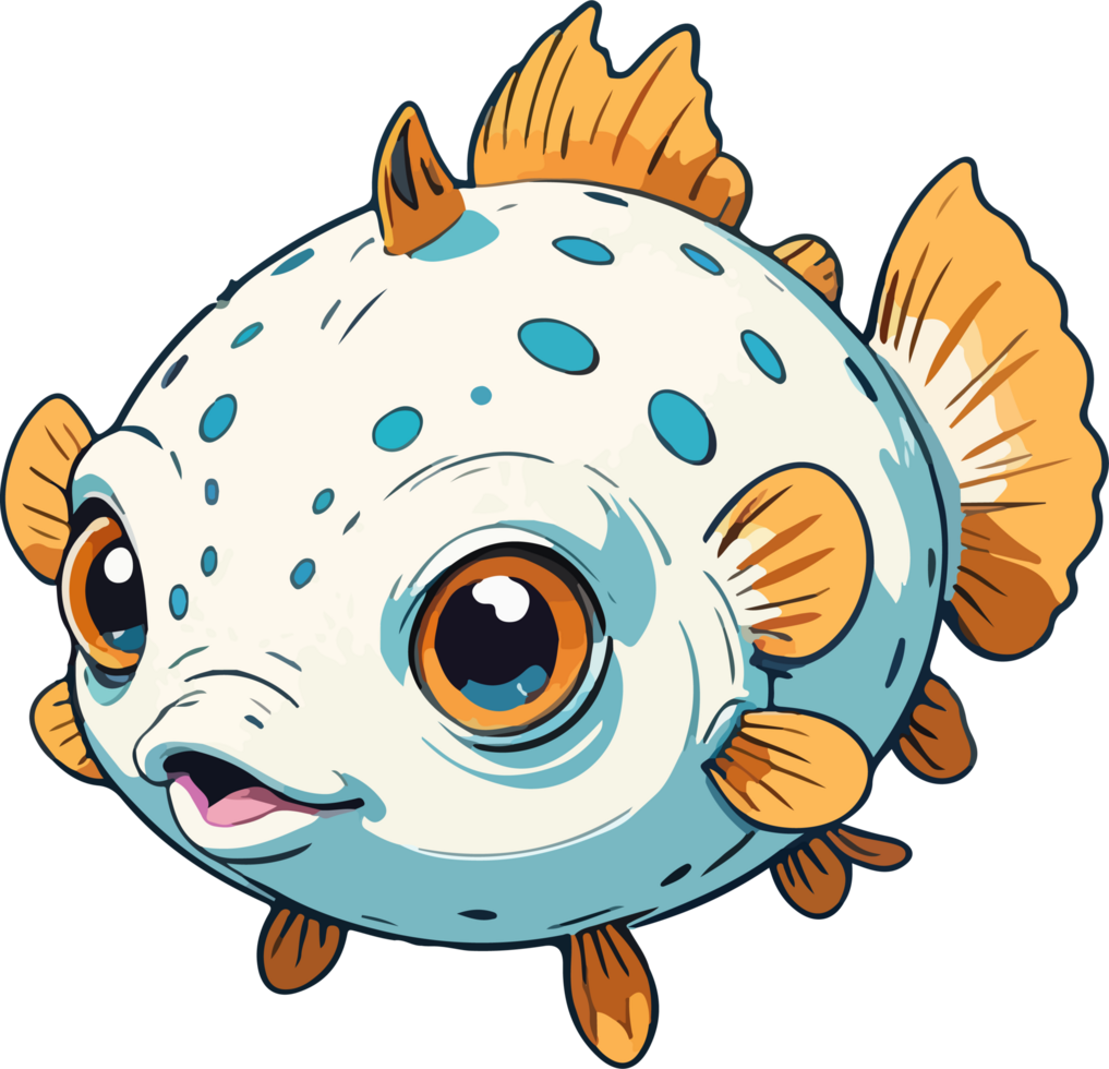 AI generated Puffer Fish Cartoon Design png