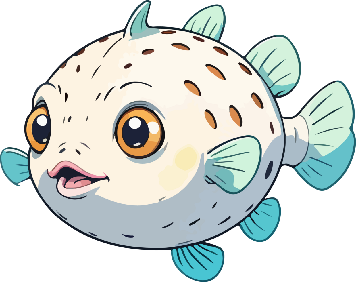 AI generated Puffer Fish Cartoon Mascot png