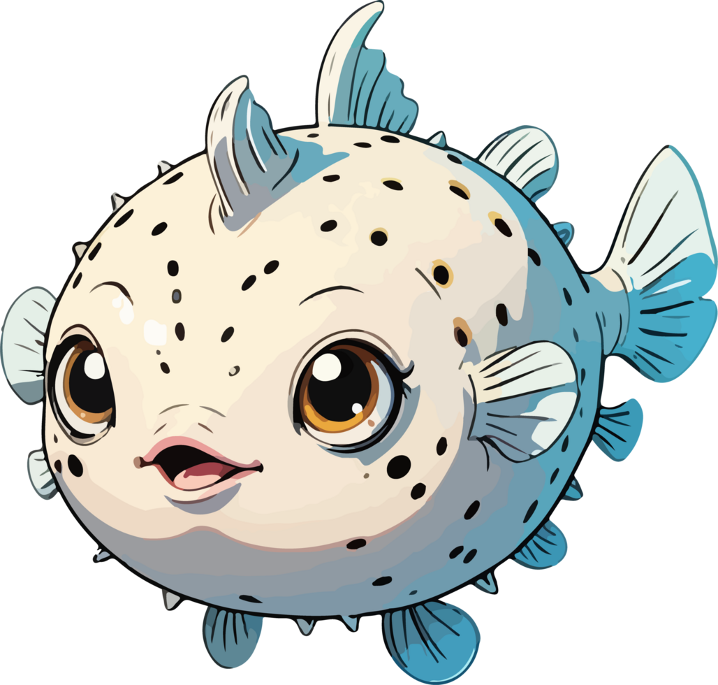 AI generated Puffer Fish Cartoon Style png