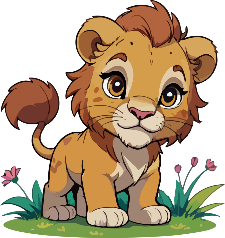 AI generated Baby Lion Cartoon Clip Art png