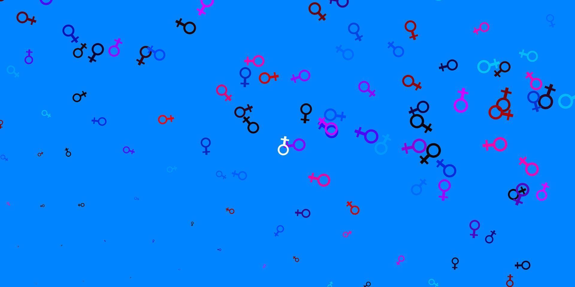Light Blue, Red vector pattern with feminism elements.
